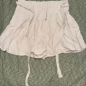 Zara Beige Linen Shorts with Tie